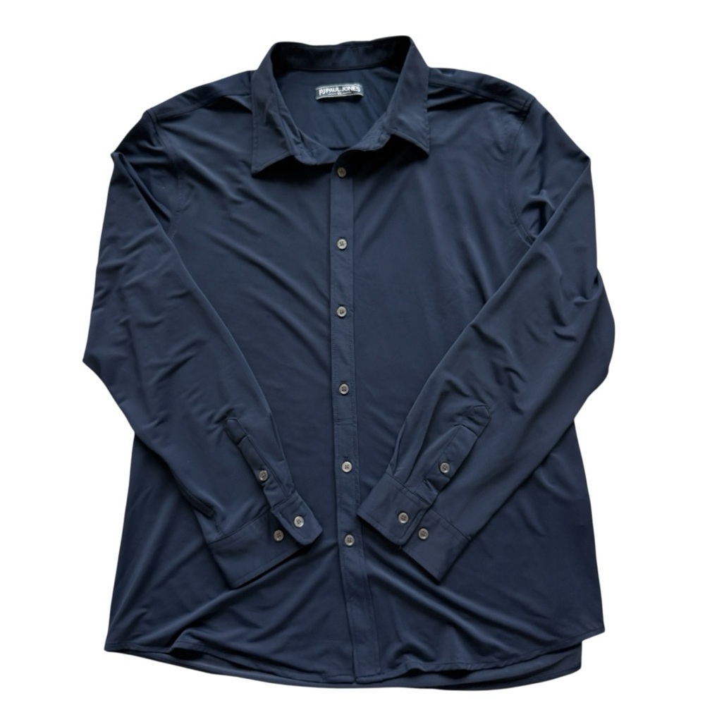 PJ PAUL JONES Men's Size XL Navy Long Sleeve Button-Up Performance Shirt Stretch